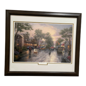 Late 20th Century Kinkade, Thomas. Carmel, Sunset on Ocean Avenue Limited Edition Framed Lithograph.