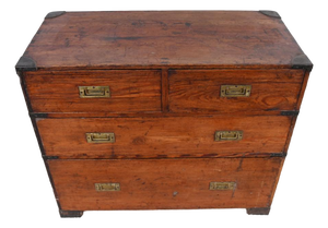 Antique Military Campaign Pine Chest from Holloway and Son, 1880s
