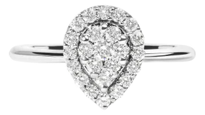 .925 Sterling Silver 3/8 Cttw Lab Grown Diamond Cluster and Halo Pear Promise Ring (G-H Color, VS2-SI1 Clarity) - Size 6
