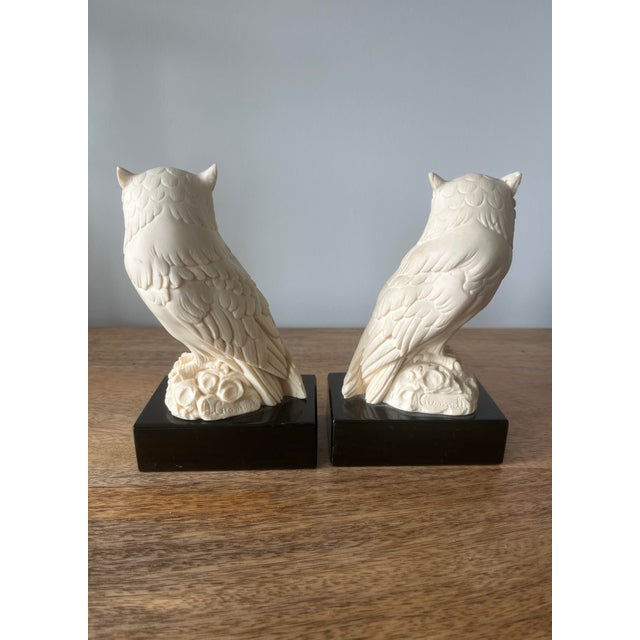 Alabaster 1970s Vintage Italian Arnaldo Gianelli Alabaster Owl Bookends-a Pair, Signed For Sale - Image 8 of 11