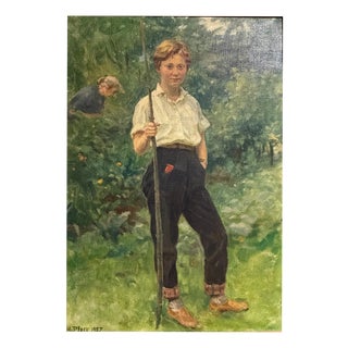 Heinrich Pforr, Garden Portrait, Oil Painting on Canvas For Sale
