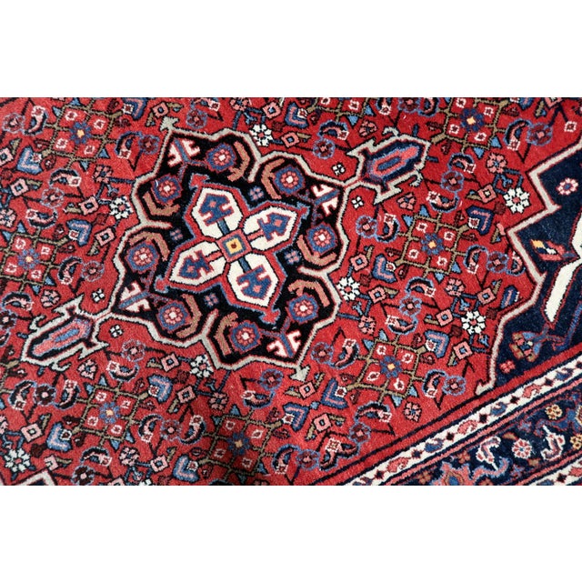 Navy Blue 1940s, Vintage Persian Hamadan Rug 4' X 5' For Sale - Image 8 of 12