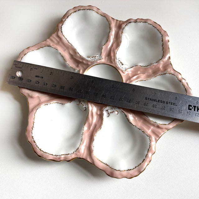 Late 19th Century Antique Haviland & Co. Limoges Oyster Plate – Blush Pink & Gilt, France, C. 1880–1900 For Sale - Image 5 of 5