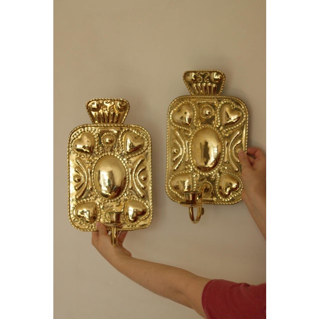 Swedish Baroque Style Brass Sconces, Set of 2 For Sale - Image 10 of 15