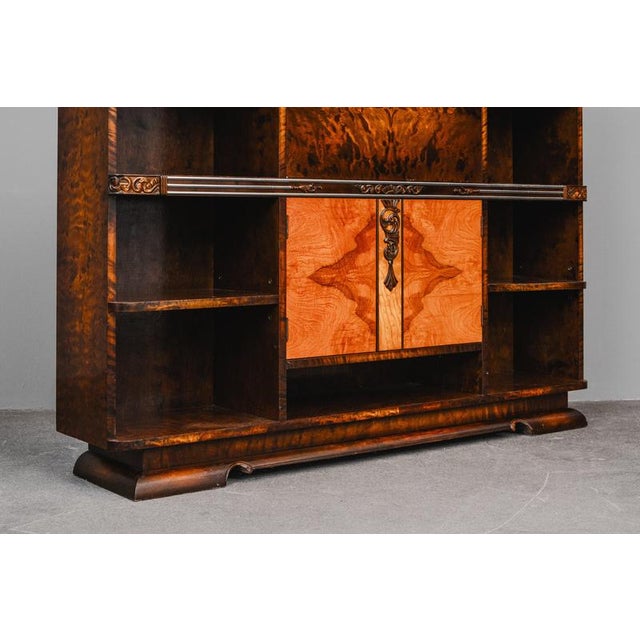Art Deco Bookcase with Secretary Compartment in Birch and Walnut For Sale - Image 10 of 18