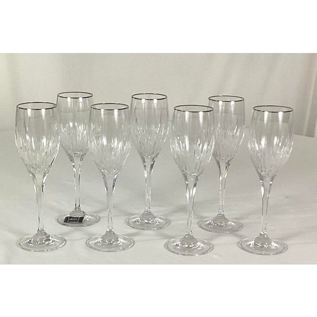1990s 1990s Mikasa “Arctic Lights Platinum” Wine Glasses- Set of 8 For Sale - Image 5 of 7