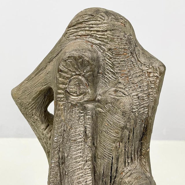 Ceramic Italian Modern Abstract Sculpture in Dark Gray Terracotta by Edmondo Cirillo, 1968 For Sale - Image 7 of 17