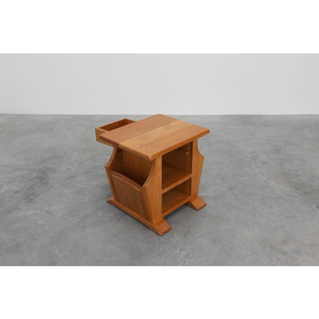 1980s Mid-Century Modern French Blonde Oak Side Table, 1980s For Sale - Image 5 of 11