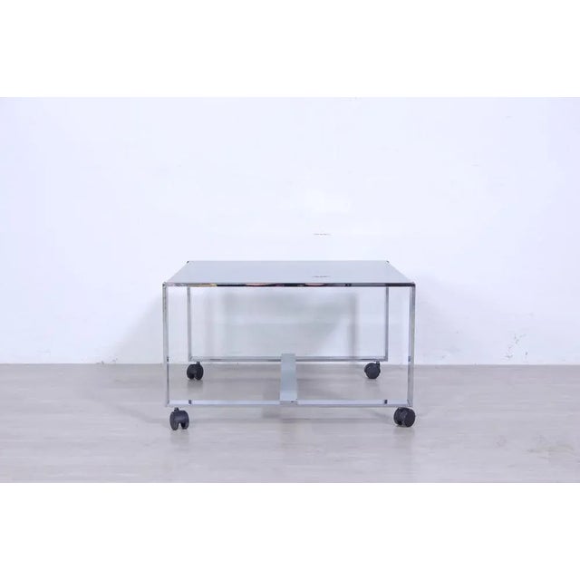 1970s Steel and Smoke Glass Coffee Table, 1970s For Sale - Image 5 of 10