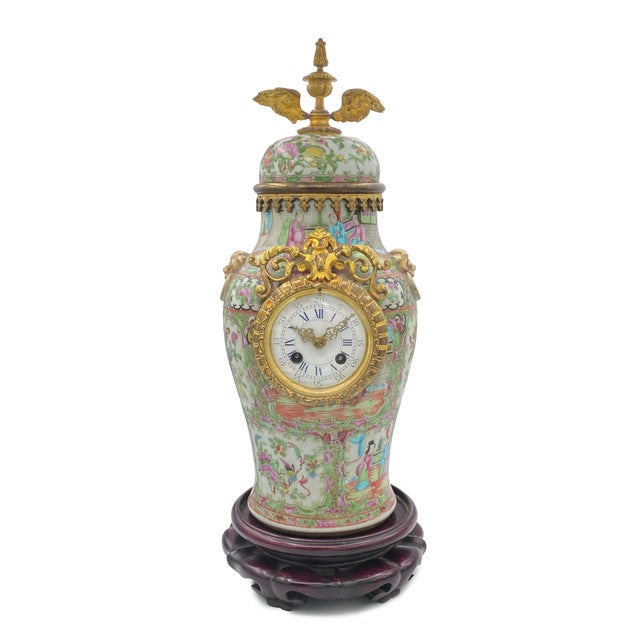19th Century French Clock in a Canton Famille Rose Porcelain Vase For Sale - Image 11 of 11