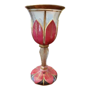 Antique Bohemian Glass Moser Crystal Overlay Stem Glass