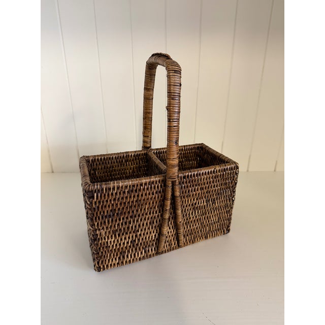 Vintage Rattan Wine Carrying Basket For Sale In New York - Image 6 of 11