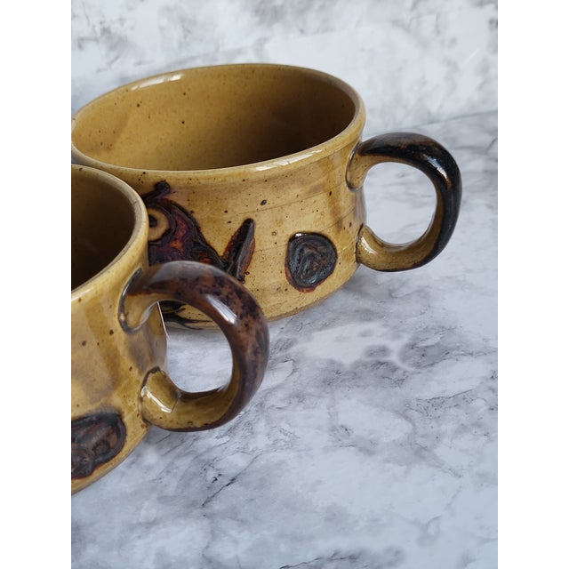 1960s 1960s Mid-Century Modern Owl Ceramic Cups - Pair For Sale - Image 5 of 12