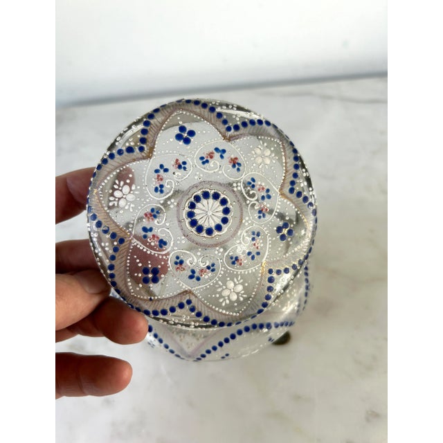 Metal 19th Century Moser Enameled Glass Footed Dresser Box For Sale - Image 7 of 8