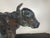 A beautifully weathered 19th century American copper bull weathervane, now presented on a newly fabricated black metal...