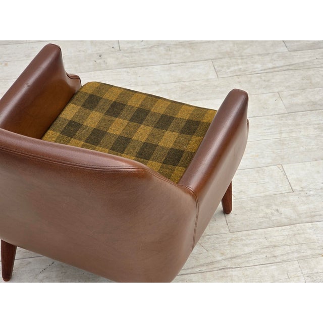 Danish Leatherette Armchair with Teak Legs, 1970s For Sale - Image 15 of 18
