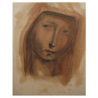 Przezdziecka, Untitled (The Face), Drawing with Watercolour For Sale