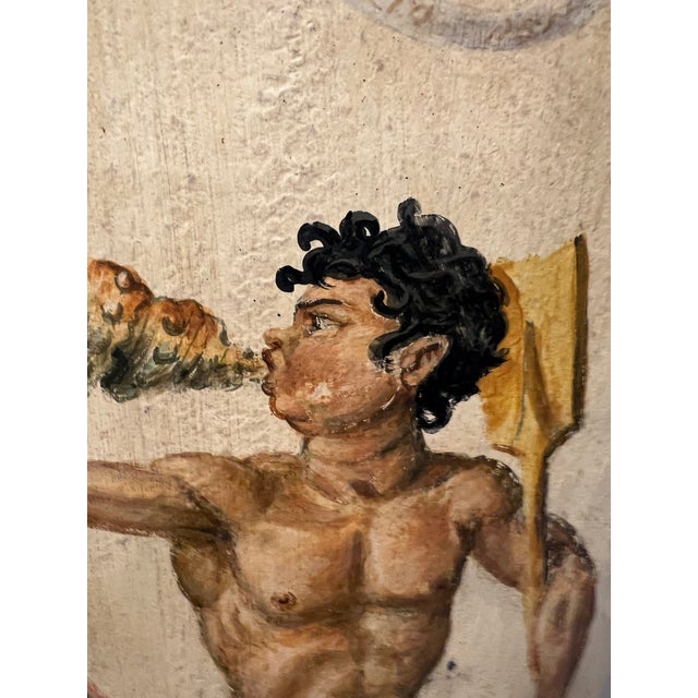 A true one of a kind Antique Gape Hod, painted with a Merman and seashells. Great for any bathroom to hold towels or to...