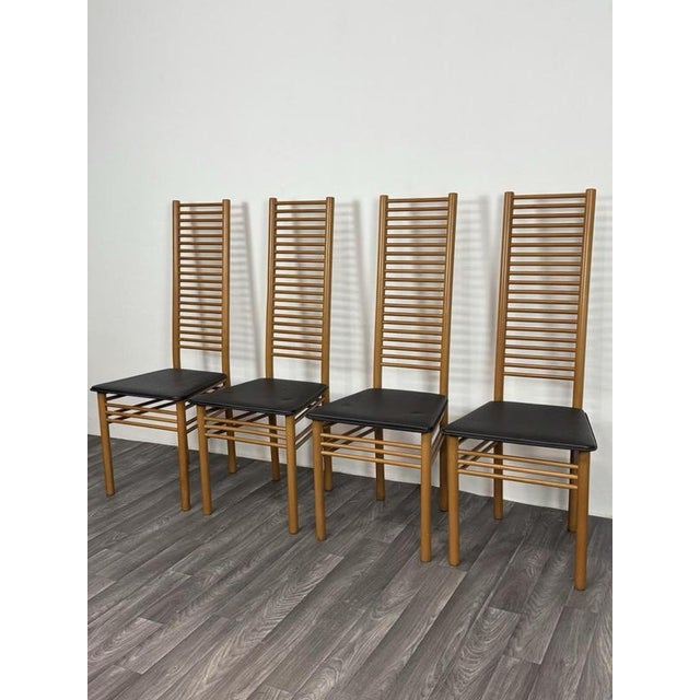 Ladder Back Dining Chairs, Italy, 1980, Set of 4 For Sale - Image 4 of 14