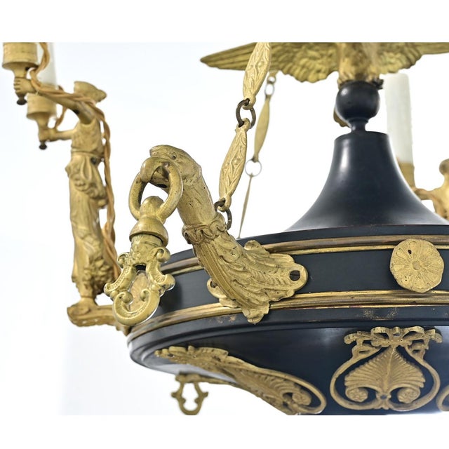Early 19th Century French Empire Quality Brass and Tole Chandelier For Sale - Image 12 of 12