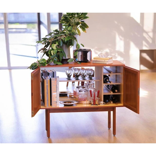 Wood Danish Neat Bar Cabinet in Teak with Bottle Storage, 1970s For Sale - Image 7 of 12