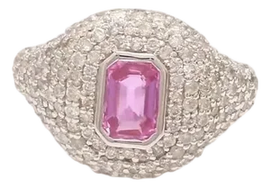 Natural 0.35 cts pink sapphire & 1.41 cts diamond ring in 18k gold