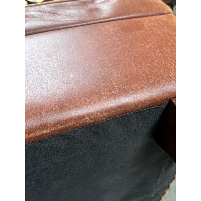 Animal Skin Rustic Leather Storage Ottoman, Cognac For Sale - Image 7 of 12