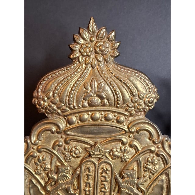 Antique European Brass Lion Menorah Rare 19th Century Hinged Oil Lamp Hanukkah Chanukiah Judaica For Sale - Image 17 of 18