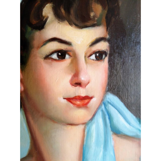 Mid 20th Century Original Portrait of Spanish/Italian Country Girl For Sale - Image 4 of 7