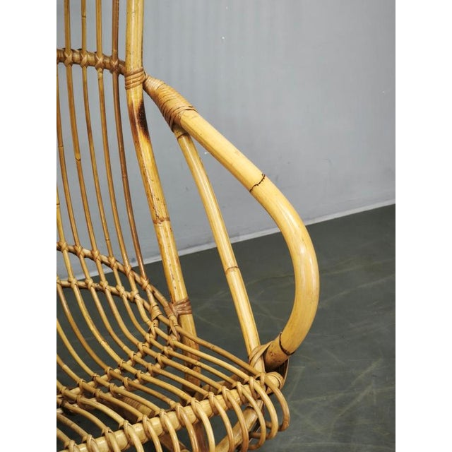Vintage Italian Rattan Lounge Chair by Tito Agnoli, 1950s For Sale - Image 6 of 16