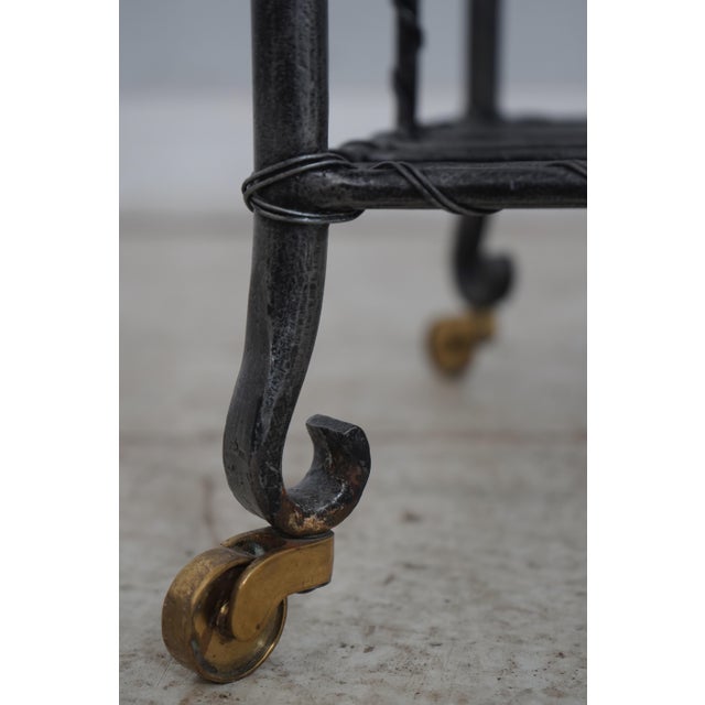 Traditional Maitland Smith Iron & Brass Magazine Rack For Sale - Image 3 of 12