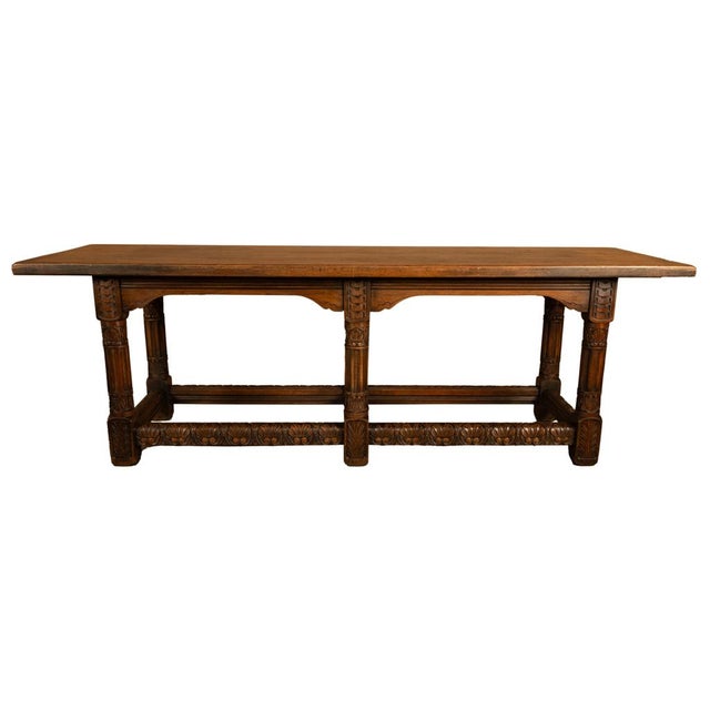 Arge Antique Renaissance Carved Walnut Refectory Dining Table by Kittinger 1915 For Sale - Image 15 of 18