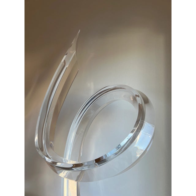 Transparent 1970s Abstract Ribbon Lucite Sculptures- a Pair For Sale - Image 8 of 11