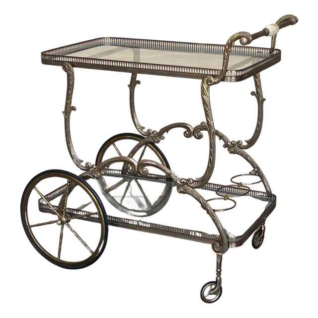 Late 20th Century Baroque Bronze Two Tier Bar or Tea Cart For Sale