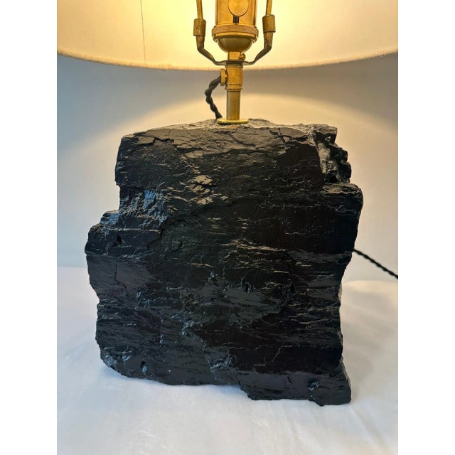 Charcoal / Black Coal Stone Lamp For Sale - Image 10 of 12