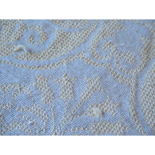 Yellow Palatial Approx 14 X 25 Yellow Damask Print Vintage Rug For Sale - Image 8 of 10