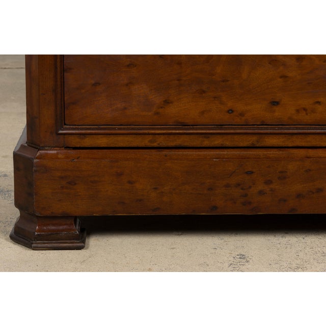 Wood 19th Century French Louis Philippe Burl Walnut Commode W/ Carrara Marble For Sale - Image 7 of 18