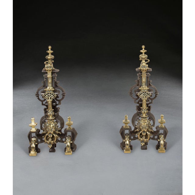 Metal Cast Iron Andirons or Firedogs, 1860, Set of 2 For Sale - Image 7 of 7