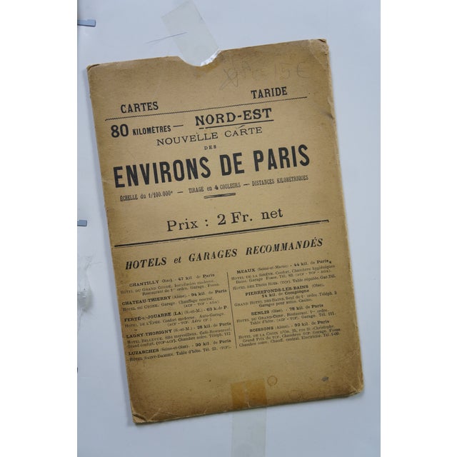 Antique French Victorian Carte Automobilistes & Cyclistes Paris Map 39" For Sale - Image 14 of 17