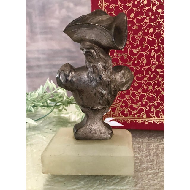 Victorian Antique Spelter Bust on Marble Victorian Woman For Sale - Image 3 of 10