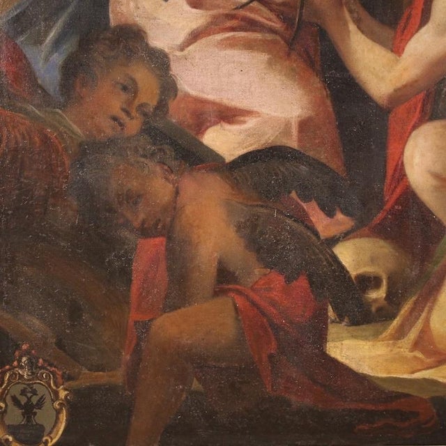 Italian Artist, Madonna of Sorrows with Angels, 1680, Oil on Canvas For Sale - Image 9 of 16