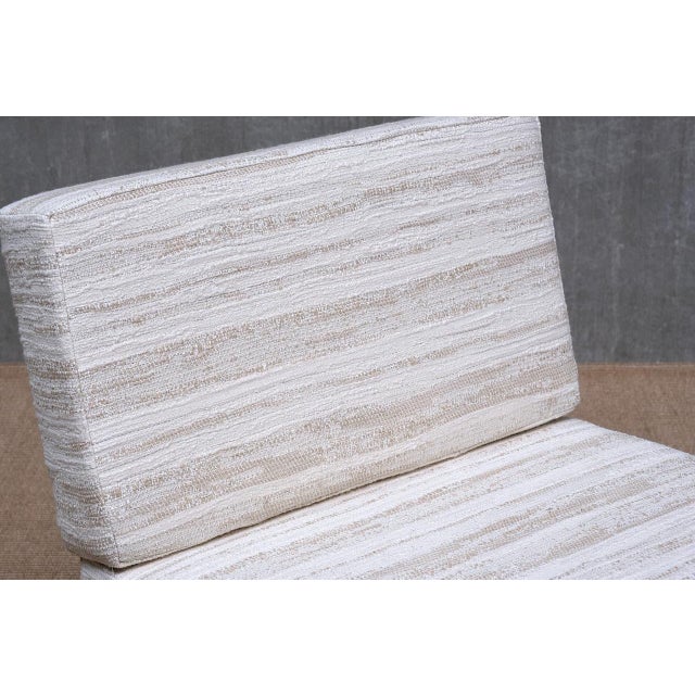 Wood Danish Modern Chairs in Oak and Métaphores Striped Jacquard, 1950s, Set of 2 For Sale - Image 7 of 16