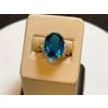 7 Carat Natural Blue Topaz and Diamond Cocktail Ring 14 Karat Yellow Gold Estate For Sale - Image 16 of 18