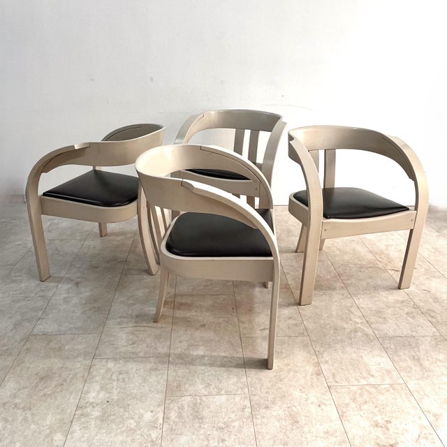Set of 4 Elisa chairs by Giovanni & Giampiero Battista Bassi for Poltronova, 1960s These wonderful chairs are based on a...