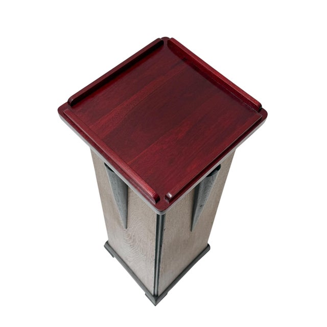 1920s Art Deco Pedestal in Oak by E.G.C. Schubad, 1920s For Sale - Image 5 of 10