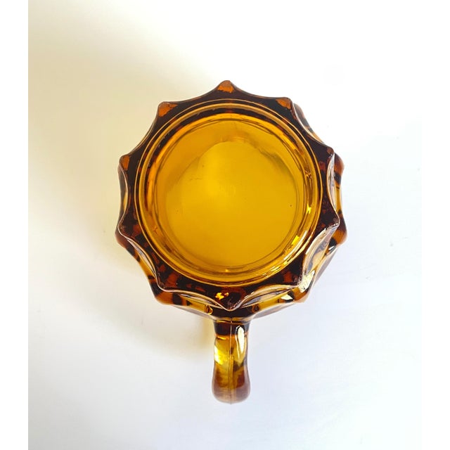 Glass Vintage Hazel-Atlas Reflection Amber Thumbprint Set of 5 – Pitcher & 4 Tumblers For Sale - Image 7 of 12