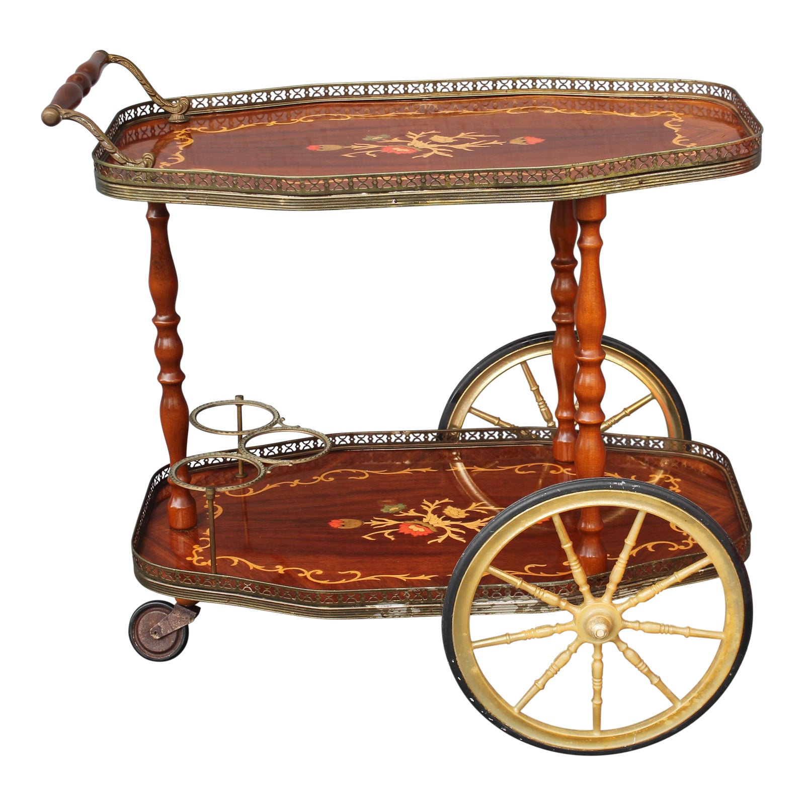 1960s Italian Inlaid Rolling Tea Cart/ Rolling Bar Cart Chairish