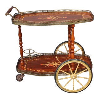 1960s Italian Inlaid Rolling Tea Cart/ Rolling Bar Cart For Sale