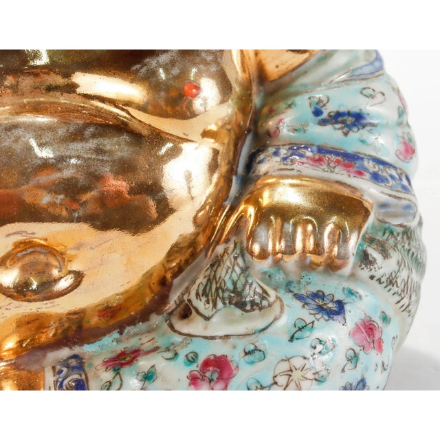 Vintage Gilt Famille Verte Chinese Porcelain Seated Buddha/Luohan Ex-Lorin Marsh For Sale - Image 11 of 14