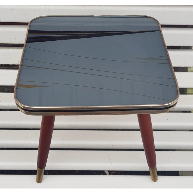 1950s Flower Stand with Grey-Black Glass Top, 1950s For Sale - Image 5 of 5